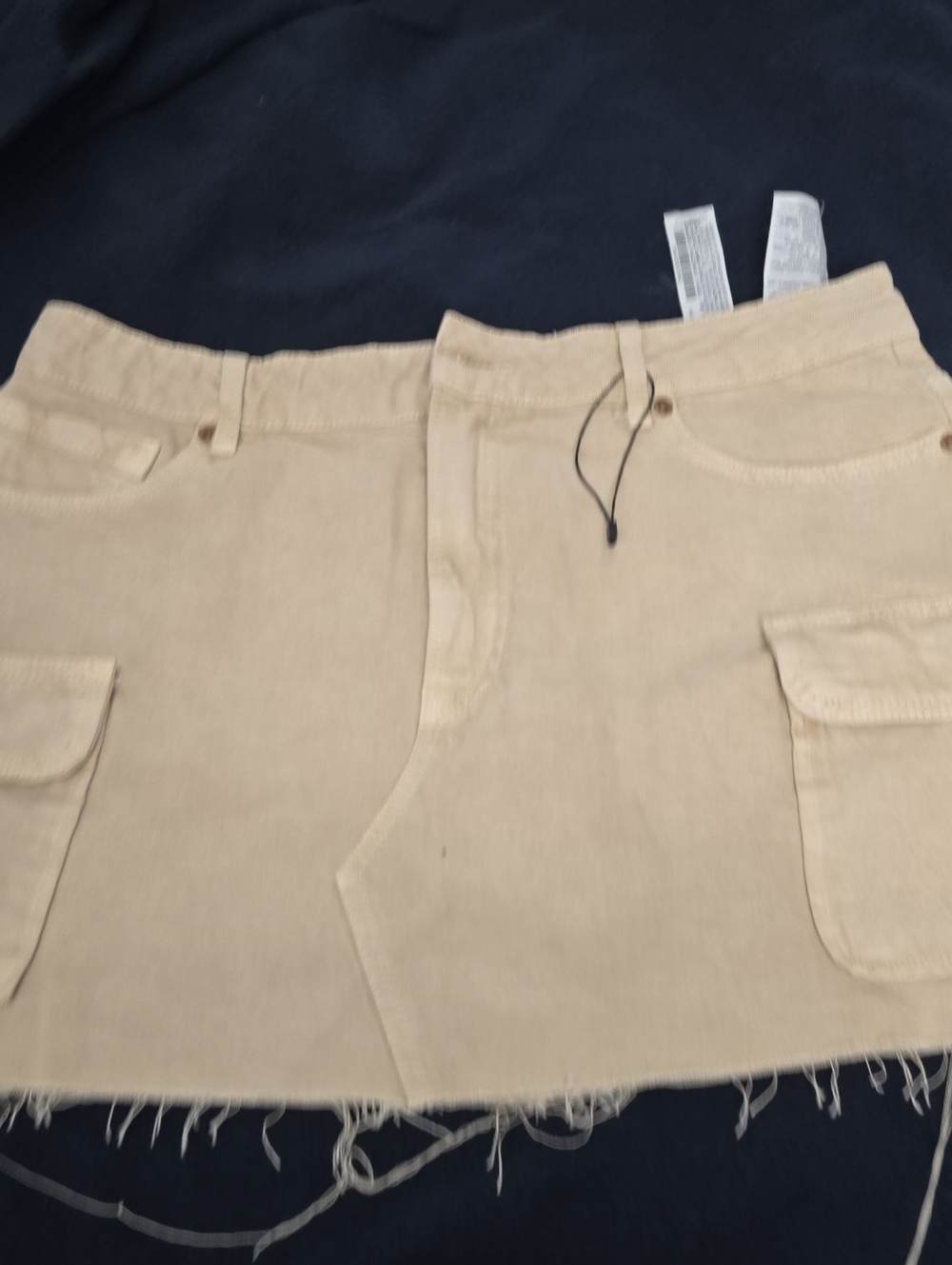 Zara Beige Cargo-Style Kids Skirt with Frayed Hem